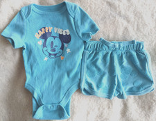 HAPPY VIBES MICKEY MOUSE/DISNEY BLUE SHORT SET-SIZE NEWBORN-NEW WITH TAGS