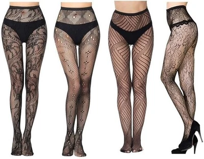 EUPSIIU Womens Sexy Patterned Tights Sheer Opaque Fishnet Stockings Pantyhose Tight Lace
