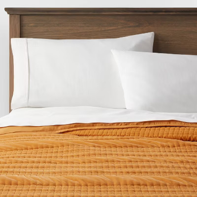 Threshold Quilt Velvet Quilted Solid Lightweight OEKO-TEX Dark Gold King 7390₽