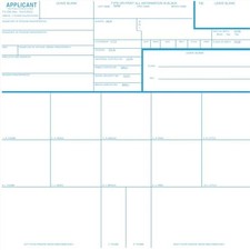 Fingerprint Cards FD-258, 250 Count, Blue Paper for Applicant Processing