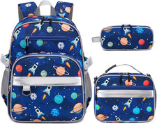 3PCS Boys Backpack Ages 5-8 with Lunch Bag Pencil Case, Toddler School Backpac