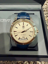 TAG Heuer Link Calibre 5 Automatic Day-Date Silver Dial Blue Leather Box