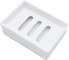Ceramic Soap Dish Bar Soap Holder Double Layer Soap Tray Draining by