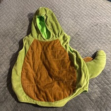 Spirit Halloween Infant Dinosaur Costume Green Plush Hooded stuffed Tail 12-18M