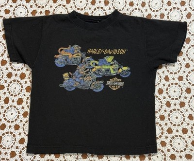 Harley Davidson Biker Youth Toddler Kids Biker Black Shirt Worn Faded
