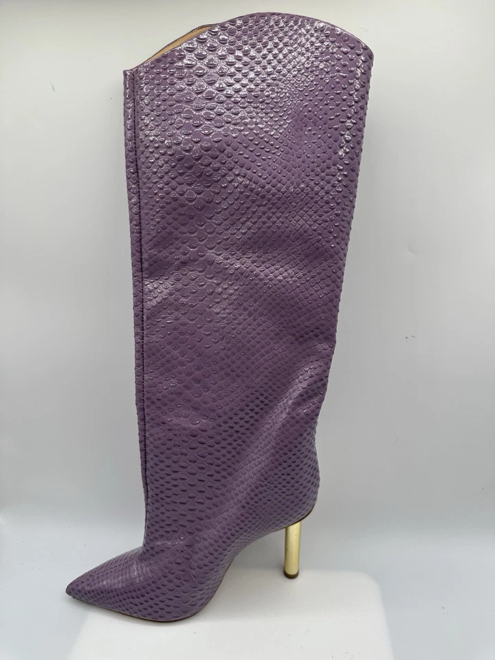 SCHUTZ Maryana Tacón Pin Lavanda Estampado Pitón Charol Bota Mujer Talla 8.5B Foto 4 de 4