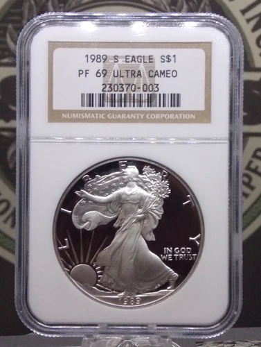 1989 "S" PROOF American *SILVER* Eagle $1 NGC PF69 Ultra Cameo #003 ECC&C, Inc.