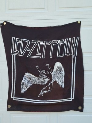  Vintage 1990s Led Zeppelin Black Wall Banner Tapestry Myth Gem Rock Swan Song