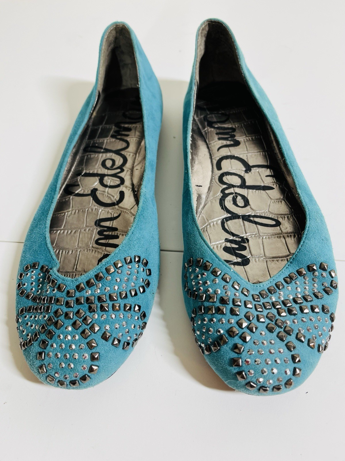 Sam Edelman Ballet Flats Size 8M Suede Upper With Upper Beaded Embellishments