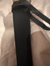 Ladies Designer GUCCI GG Leather Belt Size 90 Black With Gold 42.5" Long ITALY