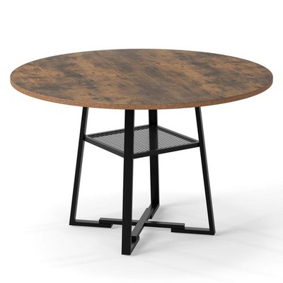 Runder Esstisch für 4-6 120 cm Esszimmertisch mit Ablage und Metall