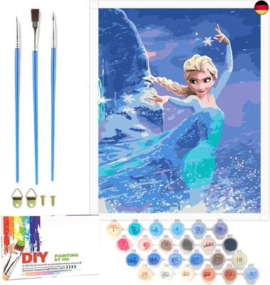 LAISU Eiskönigin Malen Nach Zahlen für Kinder, Junior und Erwachsene Anfänger, 4