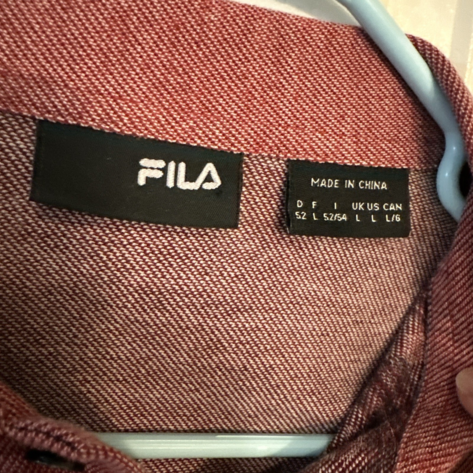 FILA Red Geometric Pattern 100percent MERCERIZED-COTTON Polo Size Large RARE image 3