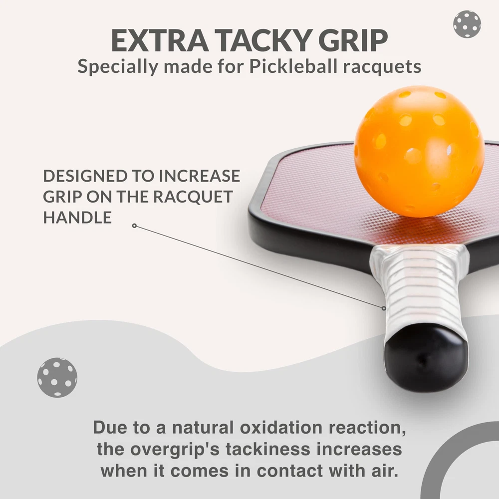 Pickleball Overgrip Tape - Pack of 3/6/12/22/80 - Extra Tacky White Pickleball G