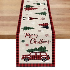 Christmas Buffalo Table Runner 13x90 Inch Xmas Tree 13"W x 90"L Plaid Truck