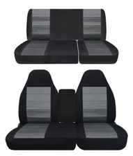 Front and Rear car seat covers fits Ford F150 truck 1997 to 2003 Black-Charcoal