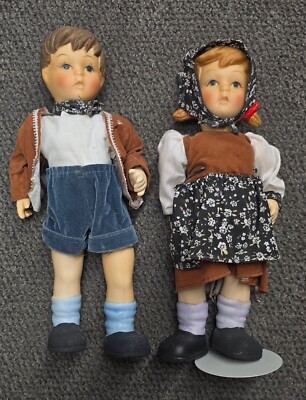 Vintage Oumlet Goebel Brand  Hansel/Gretel String Jointed Porcelain Dolls 12''