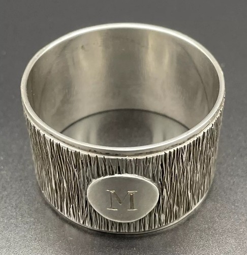 Modernist Englisch Sterlingsilber Serviettenring Gravur "M" Mappin & Webb