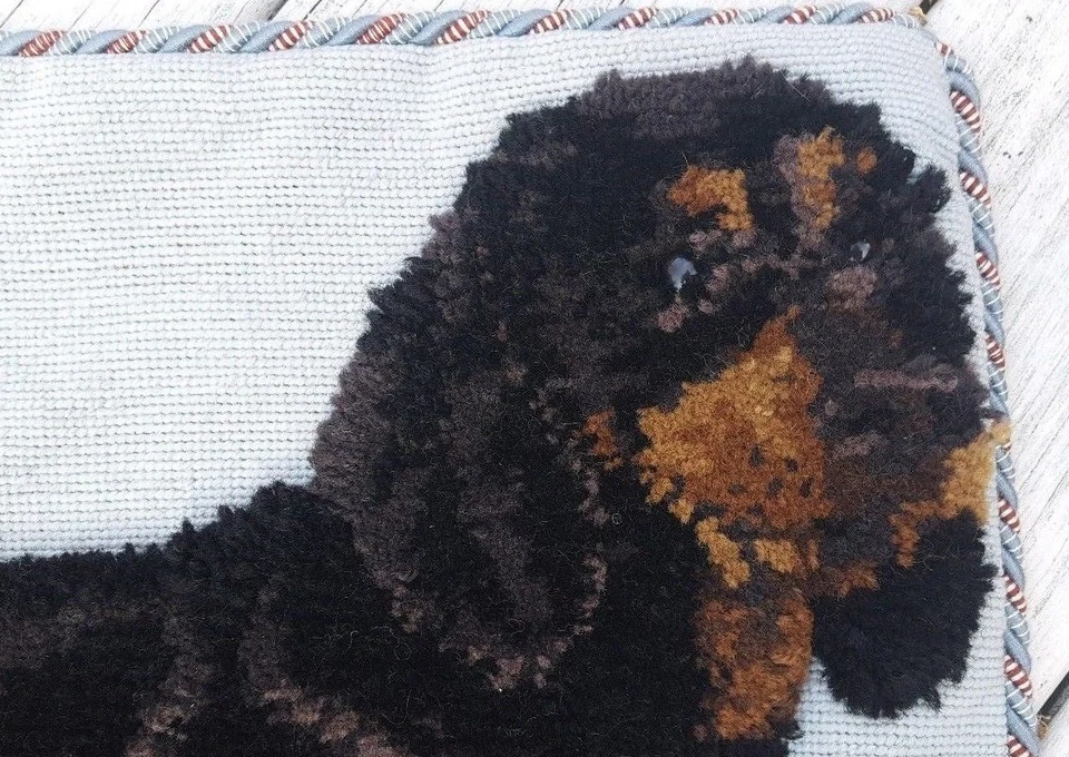 Новый ~ Aubusson такса вышивка подушка чехол шерсти 26 x 17 дюймов - Изображение 2 из 4