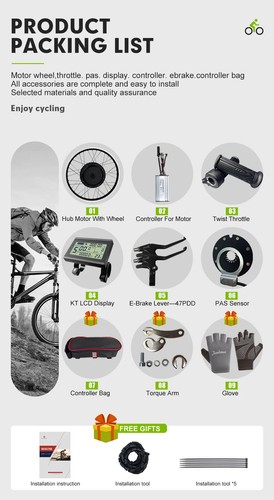 Electric Bike 20-29 Inch 36V 48V 500W Brushless Gearless Front Hub Motor Wheel - 第 10/25 張圖片