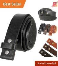 Leather Belt Strap 1.5" Wide Full Grain No Slot Hole Heavy-Duty Casual Use