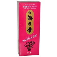 Japanese Nippon Kodo Morning Star Rose Incense 200 Sticks & Incense Holder Stand