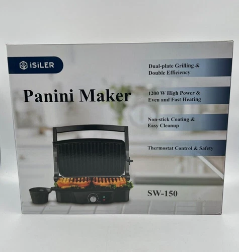 Panini Press Isiler Indoor Grill  Sandwich Maker Electric Appliance New Open Box