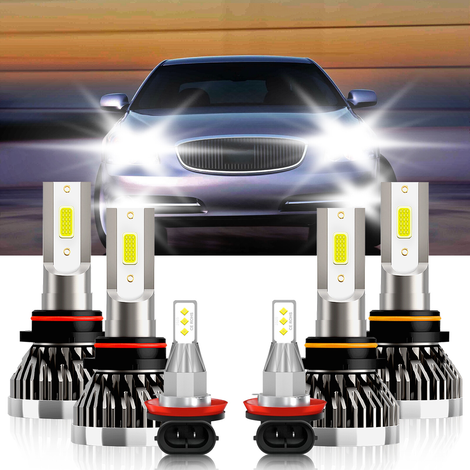 For Buick Lucerne 2006-2011 Combo LED Headlight High Low +Fog light Bulbs Kit
