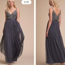 SOLD OUT New NWT BHLDN Anthro Avery Dress Beaded Bridesmaid Black Tie $250