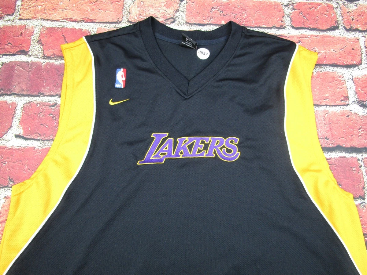 VTG Nike Team LA Lakers Jersey NBA Mens L Black yellow Purple