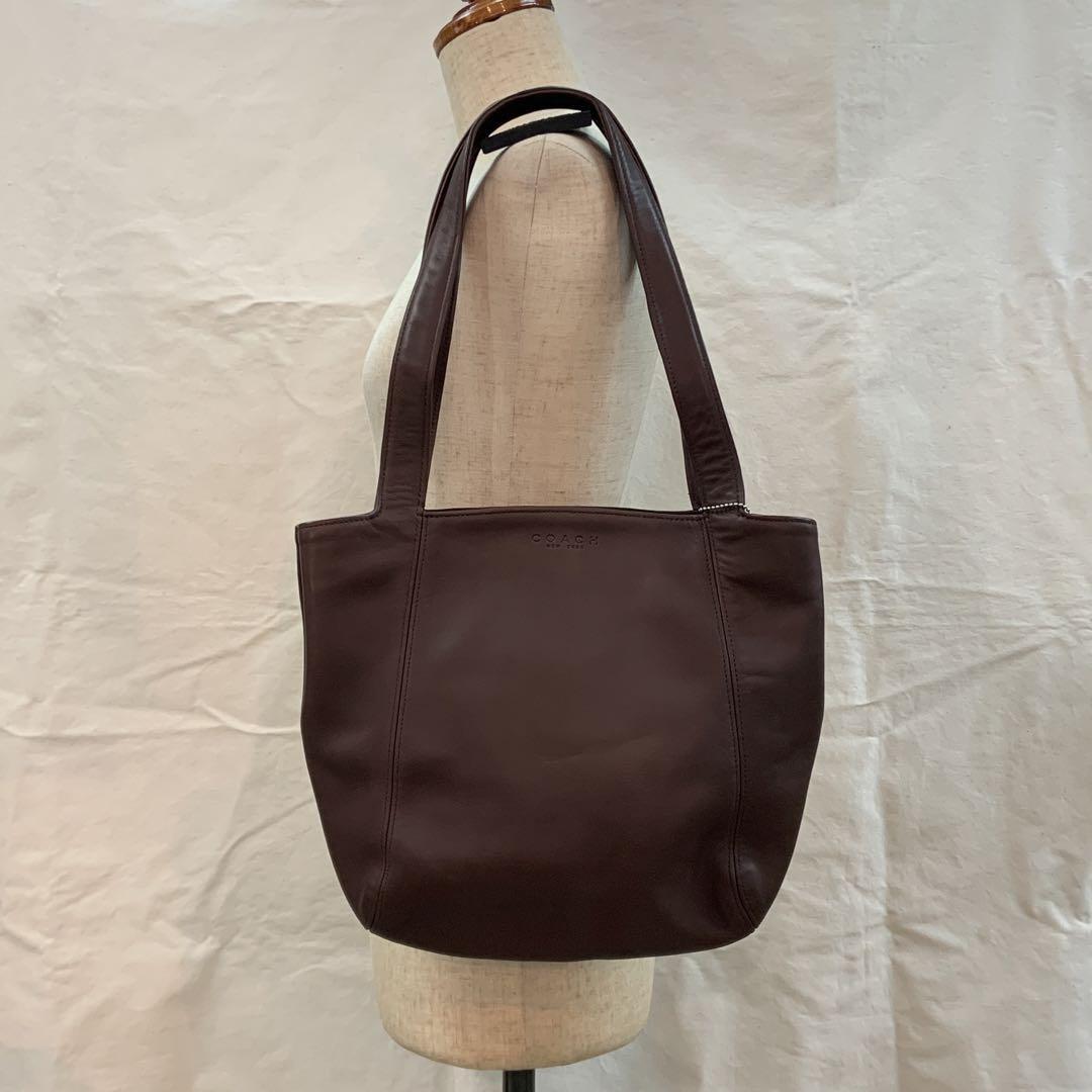 COACH Glove-Tanned Leather Mahogany Shoulder Tote Bag Gently Used Authentic Japan
