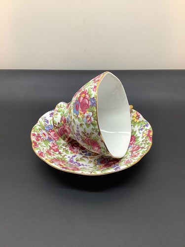 Royal Cotswolds by Godinger vintage chintz cup & saucer w/original sticker EUC - Picture 3 of 10