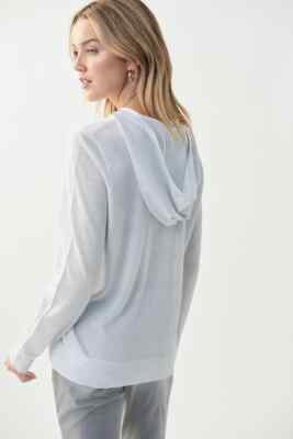 You Joseph Ribkoff 221910 Silver Rhinestone Accent Hooded Knit Top | eBay