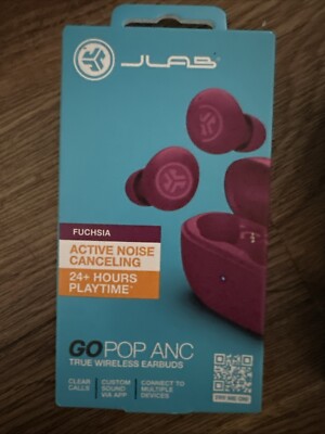 JLAB GO POP ANC True Wireless EARBUDS~Noise Cancelling~24+Hours Playtime~FUCHSIA