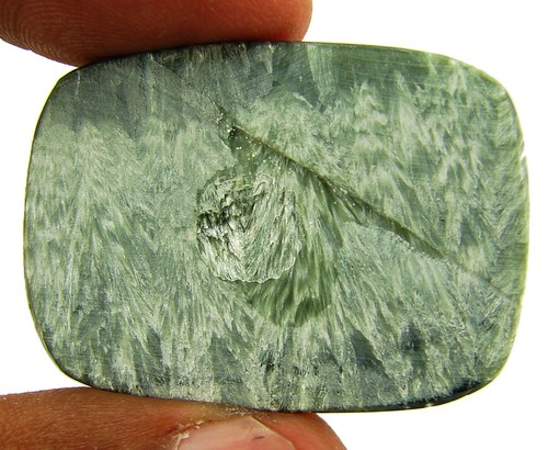 43.25 Ct Natural Green Seraphinite Loose Gemstone Cabochon Wire Wrap Stone-62326 - Picture 2 of 5