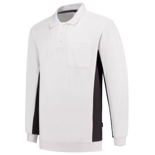 Sweatshirt Polokragen Bicolor Brusttasche WhiteDarkgrey gr, XL - Bild 1 von 4