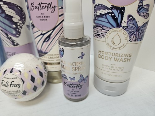 New 6 pc Bath & Body Works BUTTERFLY Set Mist Body Cream Moisturizing Wash Fizzy - Picture 8 of 11