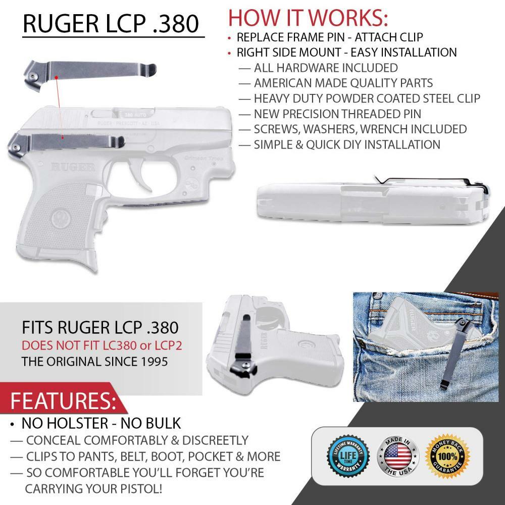 ClipDraw Gun Clip, Low Profile Slim Concealed Carry Easy Install