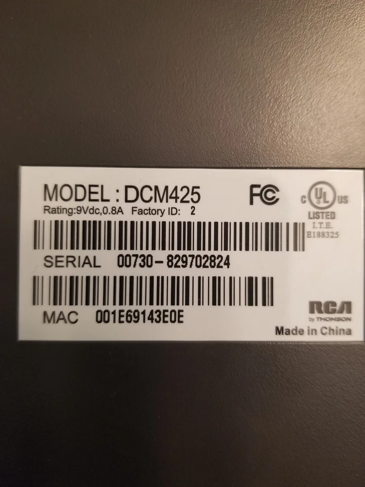 RCA DCM425 Broadband Cable Modem DOCSIS 2.0 - Image 2 of 2