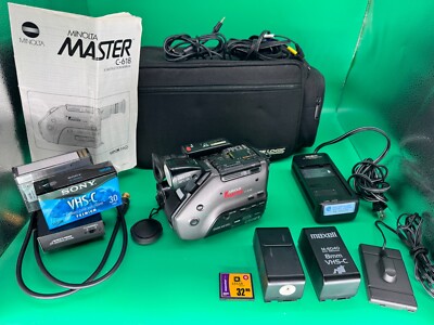 Minolta Master C-618 VHS-C Video Camera w/Case&Extras (Head Cleaning?For Repair)