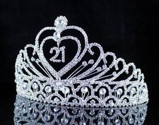 21-YEAR-OLD Birthday Party Austrian Rhinestone Tiara Crown Hair Combs T989