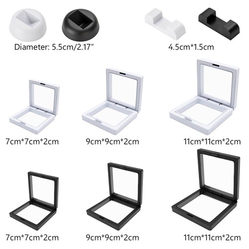 3D Albums Floating Frame Holder Gemstone Coin Jewelry Clear Display Case Stand - Picture 2 of 18
