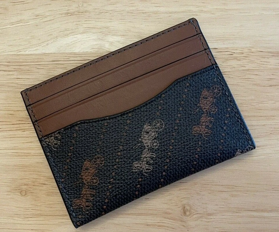 Estuche delgado para tarjetas de identificación BN Coach C4287 impresión de caballo y carruaje Foto 3 de 4