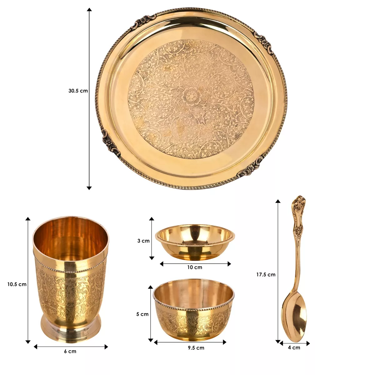 Brass Royal Dinnerware Set | Pure Brass Dinner Set with Etching work