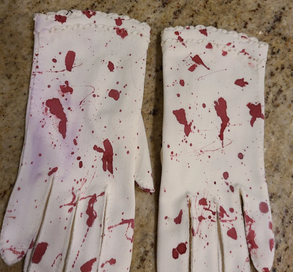 Guantes Disfraz Zombie Terror Sangriento Falsos Formales Elegante De Colección Talla L Blancos Foto 4 de 4
