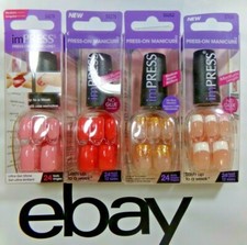 Kiss imPRESS Press-on Nails Medium, Shiny - Choose Color Pink, Coral, French
