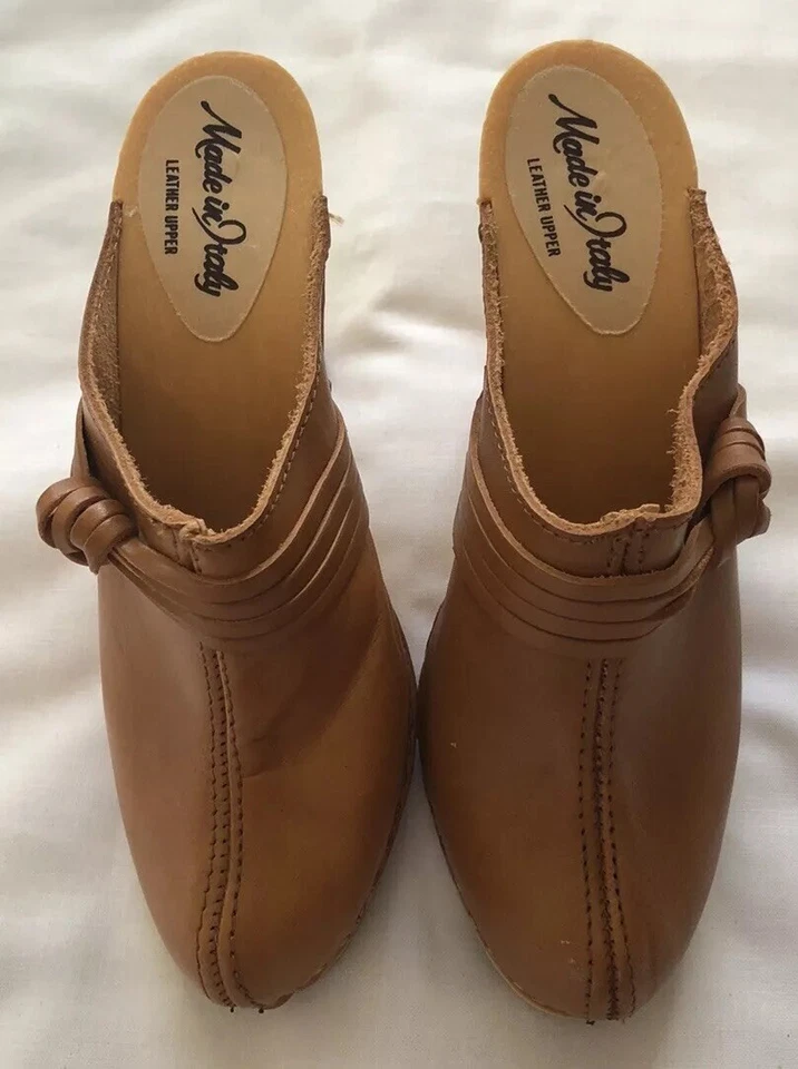 Zueco de cuero superior vintage para mujer talla 6 Foto 2 de 4