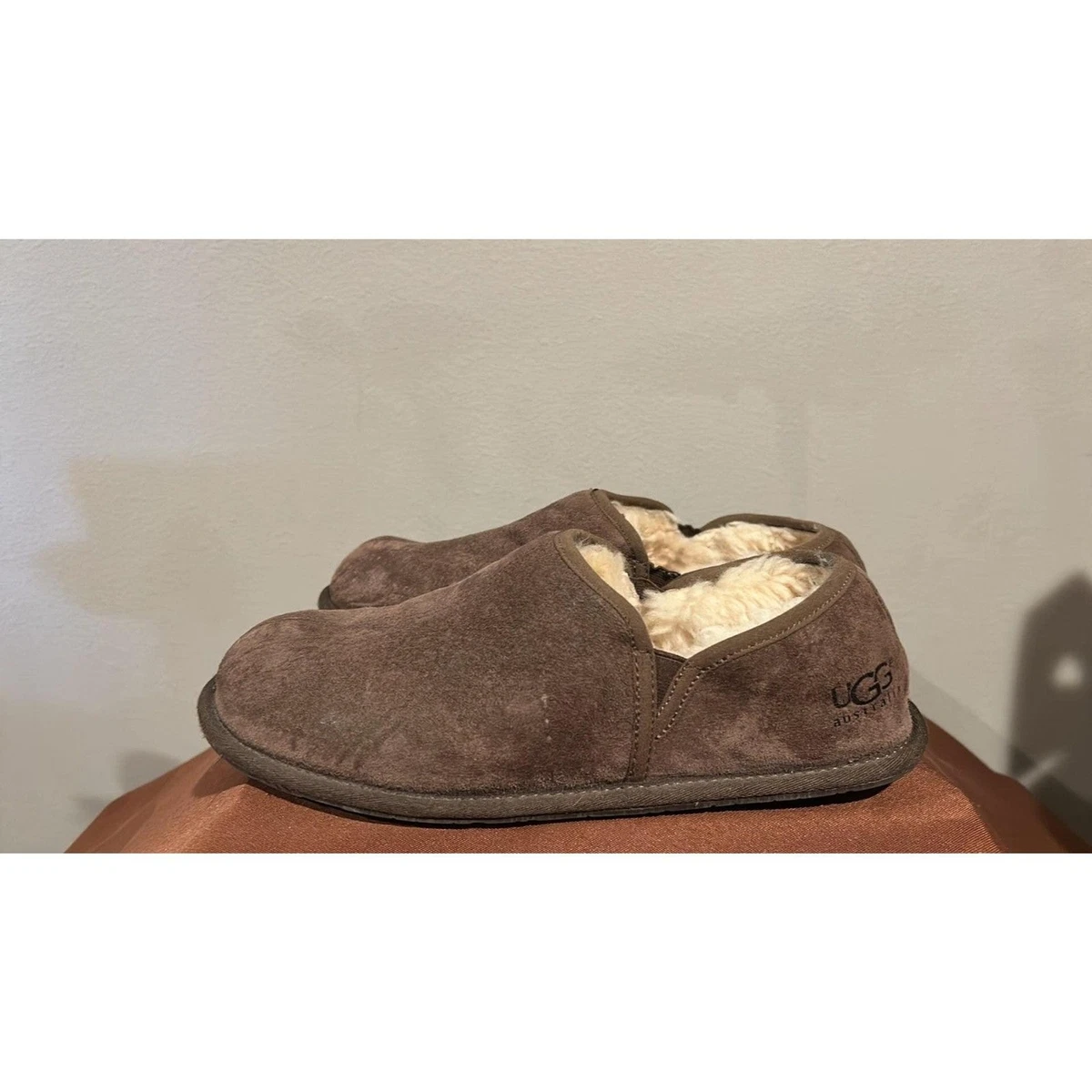 UGG Moccasin Slippers Mens Size 11 Gray Suede Shearling Lined House 1003390 UGG Gray Solid Slippers for Men | eBay main image 3