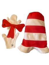 Dr Seuss Cat in the Hat Tall Striped Hat, Red Bow Gloves