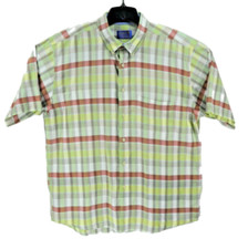 Pendleton Men's Green Brown XL Plaid Button Down Short Sleeve Shirt USA Made